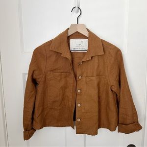 notperfectlinen npl toast collared cropped top shirt